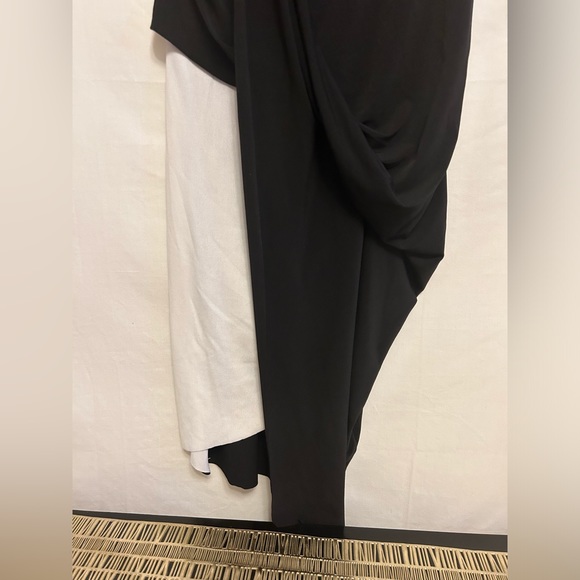 NWT Zara W&B Collection Asymmetrical Draped Black and White Dress Size Small - Picture 4 of 8